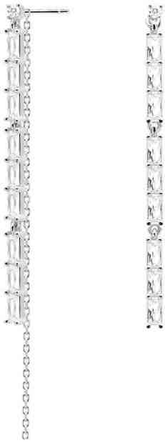 PDPAOLA Dlouhé stříbrné náušnice s třpytivými zirkony IDRIS Silver AR02-123-U + 2 měsíce na vrácení zboží