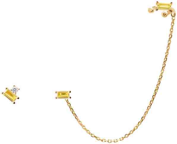 PDPAOLA Pozlacené asymetrické náušnice ze stříbra s třpytivými zirkony MAKA Gold AR01-124-U + 2 měsíce na vrácení zboží