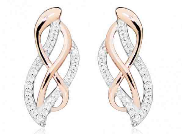 Silver Cat Elegantní bicolor náušnice se zirkony SC434 + 2 měsíce na vrácení zboží