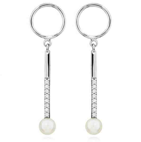 Silver Cat Elegantní náušnice se zirkony a perlou SC440 + 2 měsíce na vrácení zboží