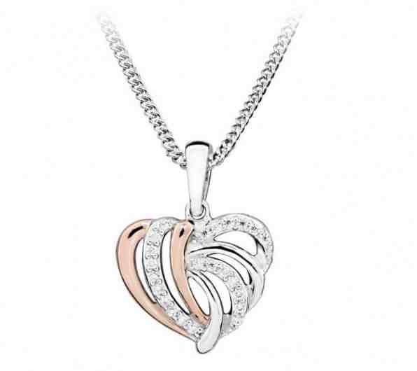 Silver Cat Romantický srdíčkový bicolor náhrdelník se zirkony SC442 + 2 měsíce na vrácení zboží