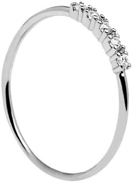 PDPAOLA Minimalistický prsten ze stříbra s třpytivými zirkony MISTY Silver AN02-117 55 mm + 2 měsíce na vrácení zboží
