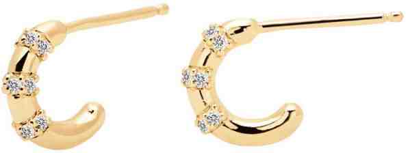 PDPAOLA Něžné pozlacené náušnice ze stříbra s čirými zirkony BELLA Gold AR01-104-U + 2 měsíce na vrácení zboží