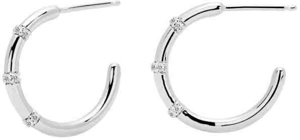 PDPAOLA Krásné pozlacené náušnice ze stříbra s čirými zirkony HORIZON Silver AR02-105-U + 2 měsíce na vrácení zboží