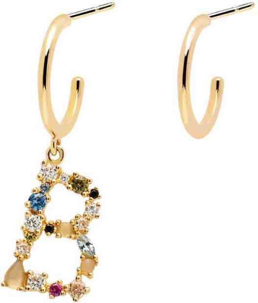 PDPAOLA Pozlacené asymetrické náušnice písmeno "B" AR01-252-U + 2 měsíce na vrácení zboží