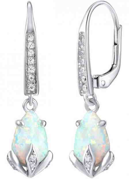 Silvego Stříbrné náušnice s bílým syntetickým opálem JJJE1267W + 2 měsíce na vrácení zboží