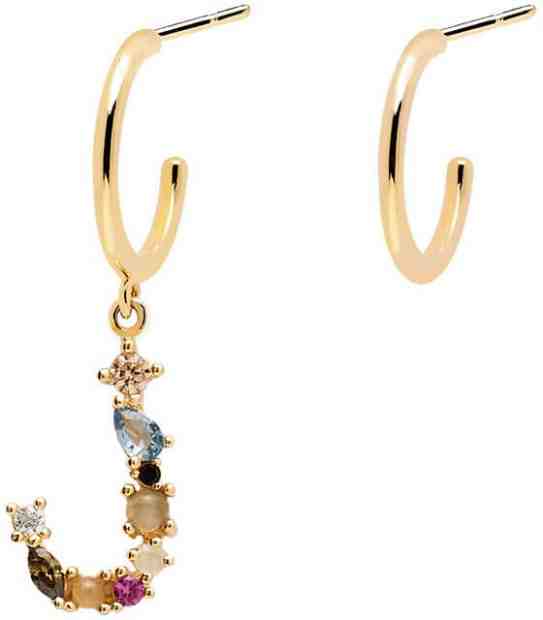 PDPAOLA Pozlacené asymetrické náušnice písmeno "J" AR01-260-U + 2 měsíce na vrácení zboží