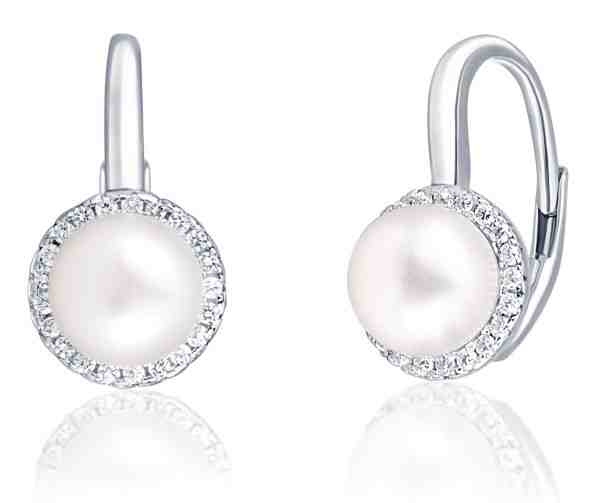 JwL Luxury Pearls Elegantní stříbrné náušnice s perlou a zirkony JL0640 + 2 měsíce na vrácení zboží