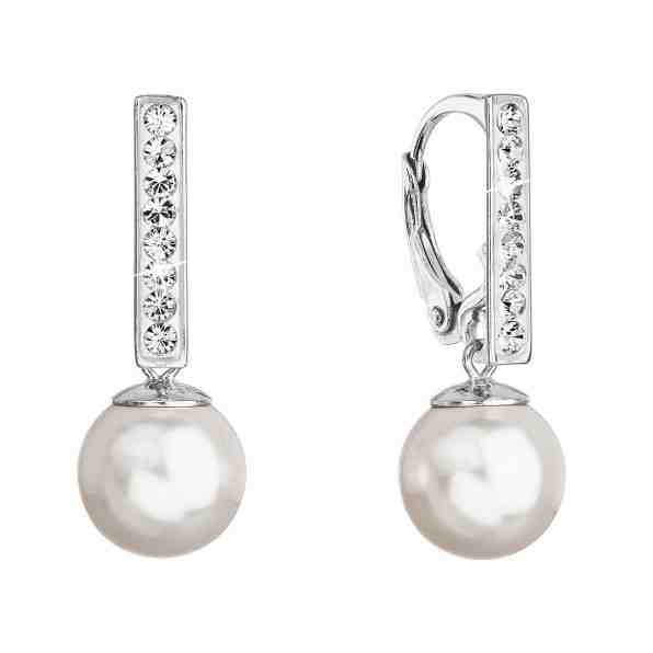 Evolution Group Elegantní stříbrné náušnice se syntetickou perlou a krystaly 71121.1 bílá + 2 měsíce na vrácení zboží