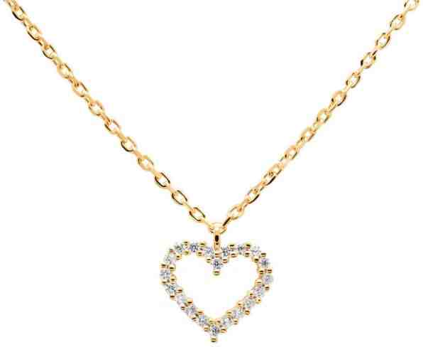 PDPAOLA Něžný pozlacený náhrdelník se srdíčkem White Heart Gold CO01-220-U (řetízek, přívěsek) + 2 měsíce na vrácení zboží