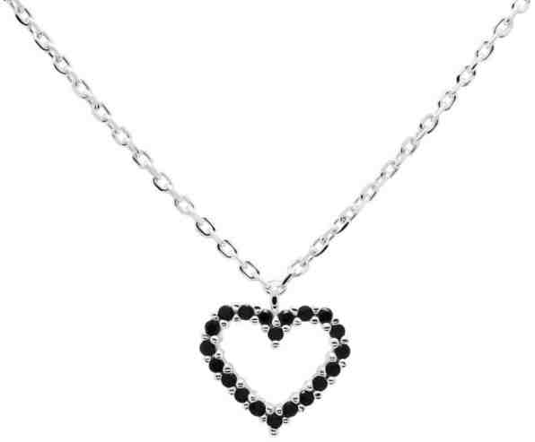PDPAOLA Něžný stříbrný náhrdelník se srdíčkem Black Heart Silver CO02-221-U (řetízek, přívěsek) + 2 měsíce na vrácení zboží