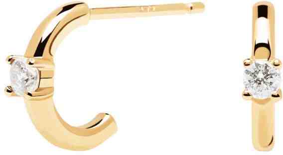 PDPAOLA Minimalistické pozlacené náušnice ze stříbra White Solitary Gold AR01-334-U + 2 měsíce na vrácení zboží