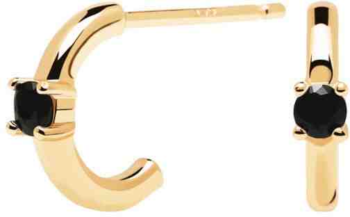 PDPAOLA Minimalistické pozlacené náušnice ze stříbra Black Solitary Gold AR01-335-U + 2 měsíce na vrácení zboží