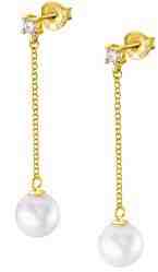 Lotus Silver Něžné pozlacené náušnice ze stříbra s čirým zirkonem a syntetickou perlou LP1932-4/1 + 2 měsíce na vrácení zboží