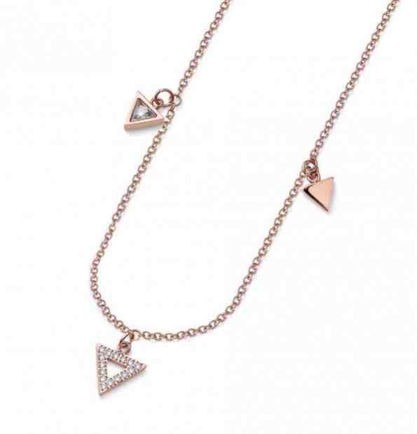 Oliver Weber Bronzový náhrdelník s čirými zirkony Swarovski Three 12155RG + 2 měsíce na vrácení zboží