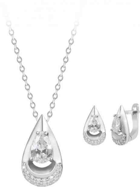 JVD Zvýhodněná sada šperků s čirými třpytivými zirkony (náušnice, přívěsek) + 2 měsíce na vrácení zboží