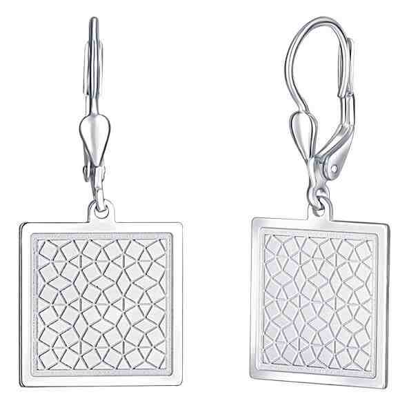 Praqia Jemné stříbrné náušnice Čtverce NA6259 + 2 měsíce na vrácení zboží