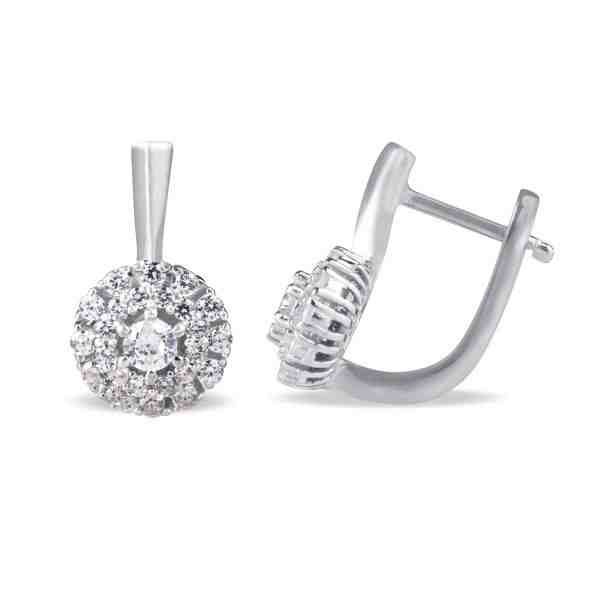 Beneto Třpytivé stříbrné náušnice s čirými zirkony AGUC2263 + 2 měsíce na vrácení zboží