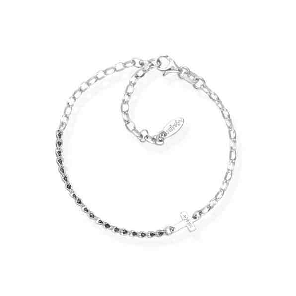 Amen Stříbrný náramek s krystaly a křížkem Elegance BRCRICRBN + 2 měsíce na vrácení zboží