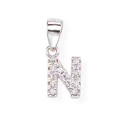 Amen Stříbrný přívěsek se zirkony Písmeno N Letterami L-N + 2 měsíce na vrácení zboží