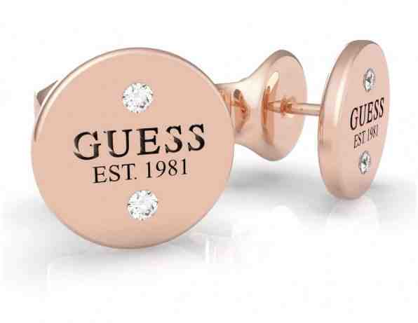 Guess Elegantní bronzové náušnice pecky s čirými krystaly Swarovski UBE79050 + 2 měsíce na vrácení zboží