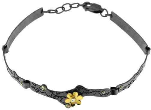 Praqia Krásný stříbrný náramek se zlatou květinou by Gabriela Koukalová Nature KA6266 + 2 měsíce na vrácení zboží