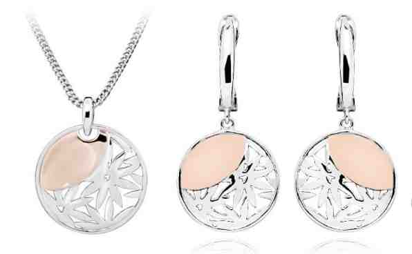 JVD Úchvatná bicolor sada stříbrných šperků (náušnice, přívěsek) + 2 měsíce na vrácení zboží