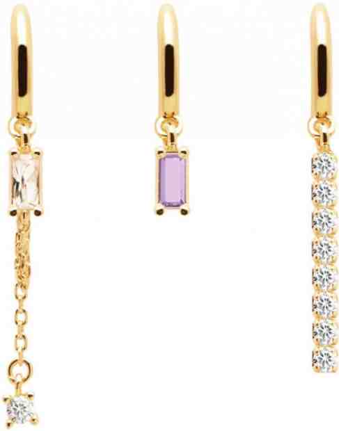 PDPAOLA Sada pozlacených asymetrických náušnic ze stříbra SAVANNAH Bundle BU01-006-U + 2 měsíce na vrácení zboží