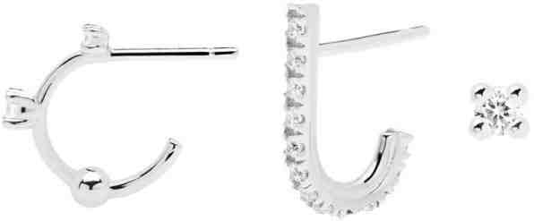 PDPAOLA Sada stříbrných asymetrických náušnic L`OISEAU Silver Bundle BU02-008-U + 2 měsíce na vrácení zboží