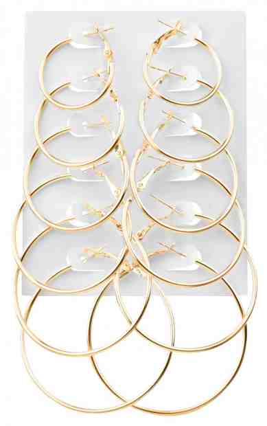 Troli Sada pozlacených kruhových náušnic Gold (6 párů) + 2 měsíce na vrácení zboží