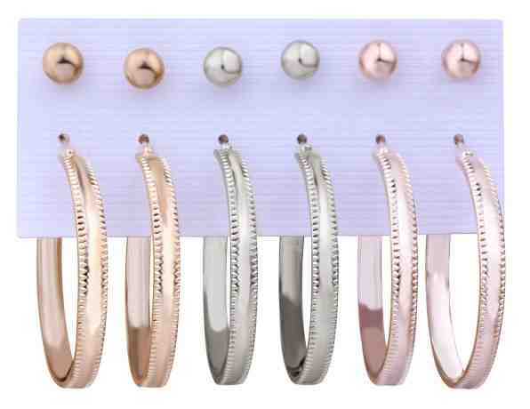 Troli Elegantní tricolor sada kruhových náušnic a pecek (6 párů) + 2 měsíce na vrácení zboží