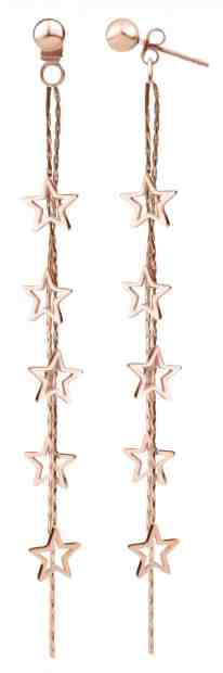 Troli Krásné visací náušnice s hvězdičkami 2v1 Rose Gold + 2 měsíce na vrácení zboží