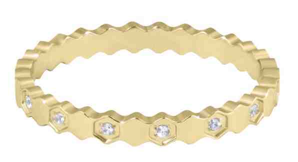 Troli Designový pozlacený prsten z oceli s čirými zirkony Gold 52 mm + 2 měsíce na vrácení zboží