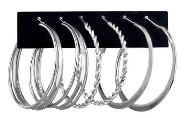 Troli Sada kruhových náušnic Silver (3 páry) + 2 měsíce na vrácení zboží