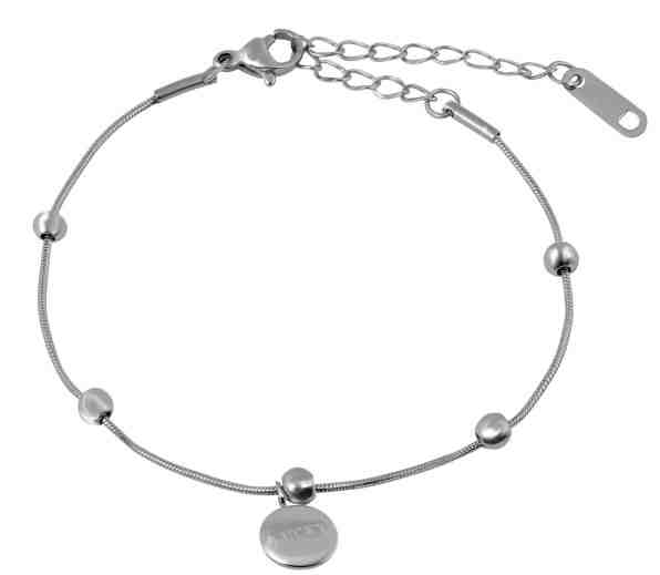 Troli Minimalistický ocelový náramek s jemnými korálky a přívěskem Lucky Silver + 2 měsíce na vrácení zboží