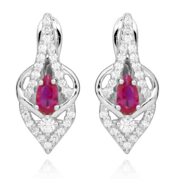 JVD Třpytivé stříbrné náušnice s rubíny SVLE0342SH8R100 + 2 měsíce na vrácení zboží