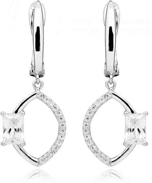 JVD Třpytivé stříbrné náušnice s čirými zirkony SVLE0294SH8BI00 + 2 měsíce na vrácení zboží