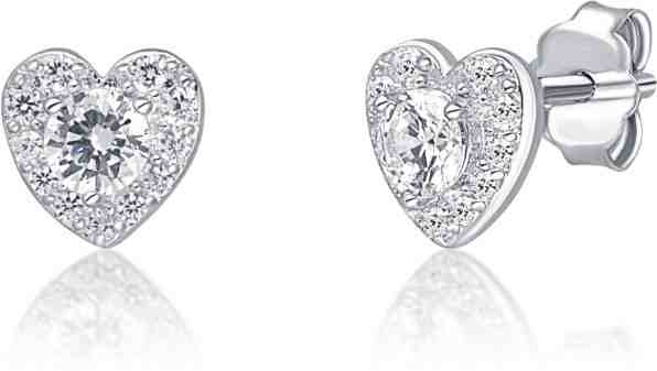 JVD Stříbrné náušnice s čirými zirkony Srdce SVLE0751XH2BI00 + 2 měsíce na vrácení zboží