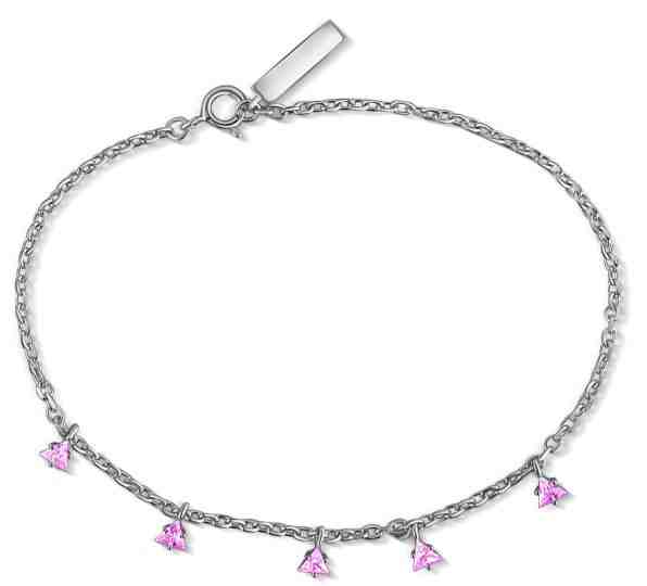 JVD Stříbrný náramek s růžovými trojúhelníky SVLB0362SH2R217 + 2 měsíce na vrácení zboží