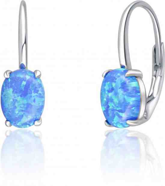 JVD Třpytivé stříbrné náušnice s modrými syntetickými opály SVLE0695XH2O300 + 2 měsíce na vrácení zboží