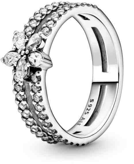 Pandora Krásný stříbrný prsten s kamínky Sparkling Snowflake 199236C01 52 mm + 2 měsíce na vrácení zboží