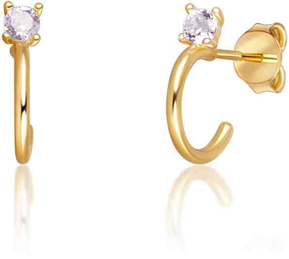 JVD Něžné pozlacené náušnice kruhy ze stříbra s lehce fialovými zirkony SVLE0700XH2GF00 + 2 měsíce na vrácení zboží