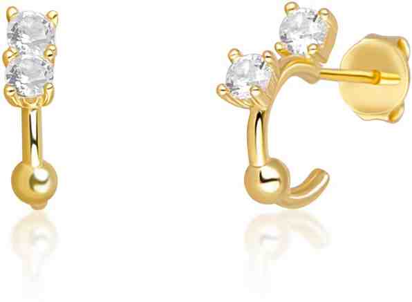 JVD Pozlacené náušnice kruhy ze stříbra s čirými zirkony SVLE0701XH2GB00 + 2 měsíce na vrácení zboží