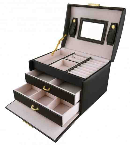 Troli Prostorná moderní šperkovnice se zrcátkem VJBB001 Black + 2 měsíce na vrácení zboží