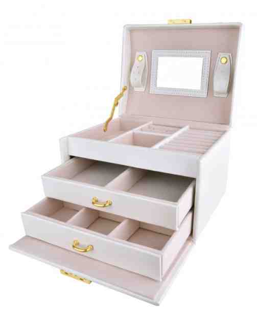 Troli Prostorná moderní šperkovnice se zrcátkem VJBB001 White + 2 měsíce na vrácení zboží