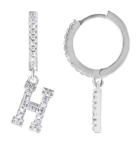 Troli Kruhová ocelová single náušnice "H" se zirkony + 2 měsíce na vrácení zboží