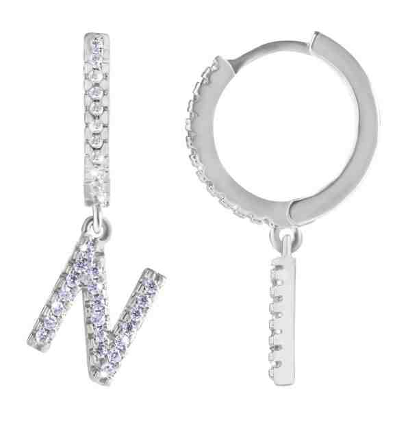 Troli Kruhová ocelová single náušnice "N" se zirkony + 2 měsíce na vrácení zboží