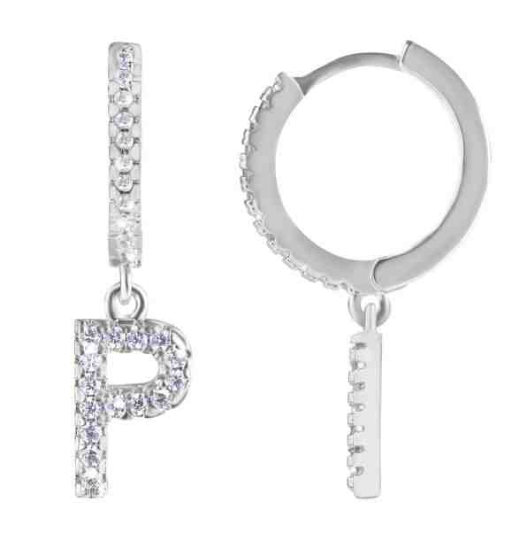 Troli Kruhová ocelová single náušnice "P" se zirkony + 2 měsíce na vrácení zboží