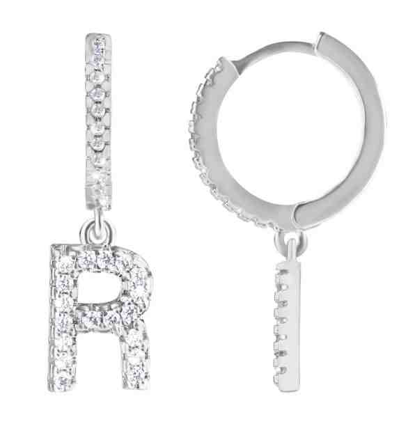 Troli Kruhová ocelová single náušnice "R" se zirkony + 2 měsíce na vrácení zboží