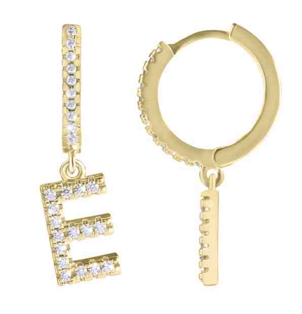 Troli Kruhová pozlacená single náušnice "E" se zirkony + 2 měsíce na vrácení zboží